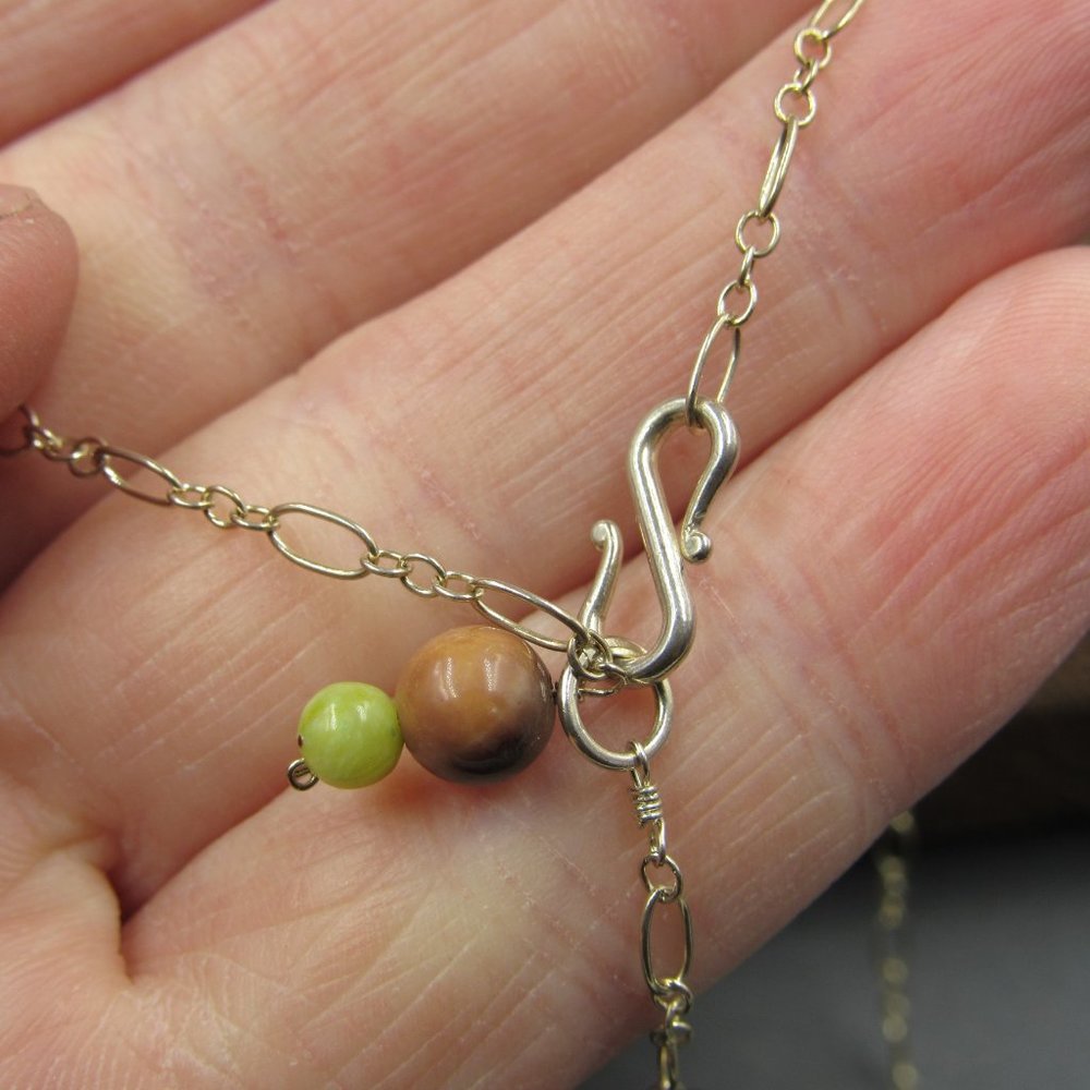 22" Sterling Silver Long Rustic Multiple Stones N… - image 5